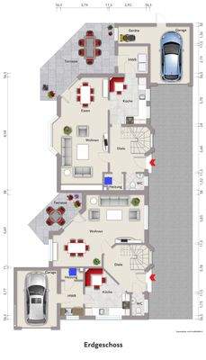 Grundriss Doppelhaus, Erdgeschoss