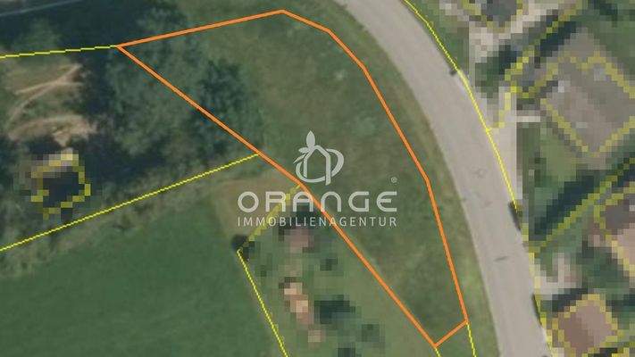 Luftbild mit Parzellenkarte