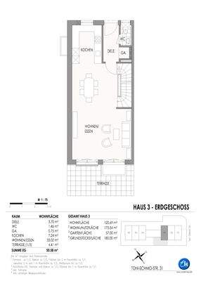 Grundriß EG - Haus 3 (4 spiegelverkehrt)