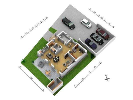 Grundriss Straßenebene Ansicht SW