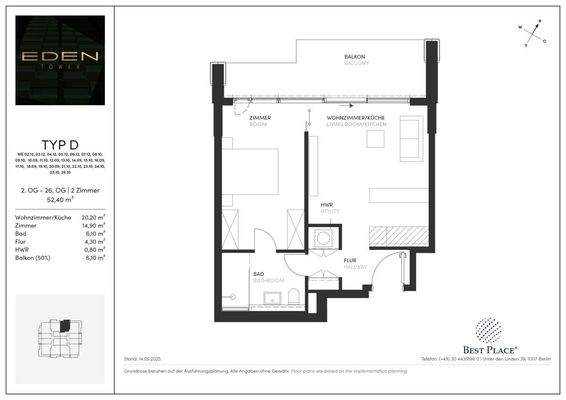 Vertriebsgrundrisse Eden Tower_Typ D
