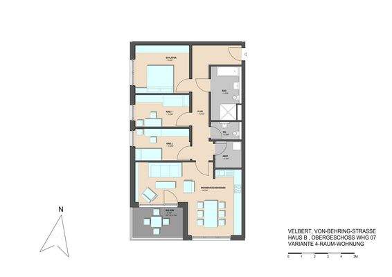 Grundriss WE 07 - 4-Zimmer Variante