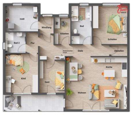 Grundriss vergrößerter Hausanschlussraum