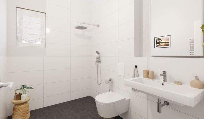 Ein weiteres Bad mit bodengleicher Dusche