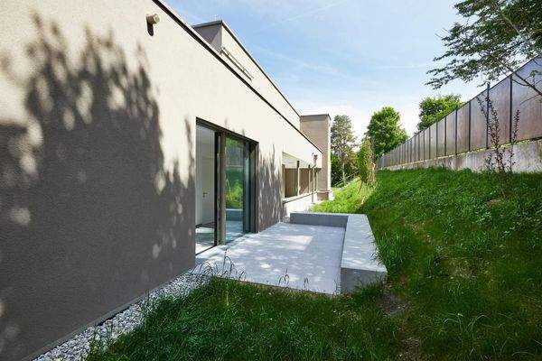 Teil des Gartens mit rückseitiger Terrasse