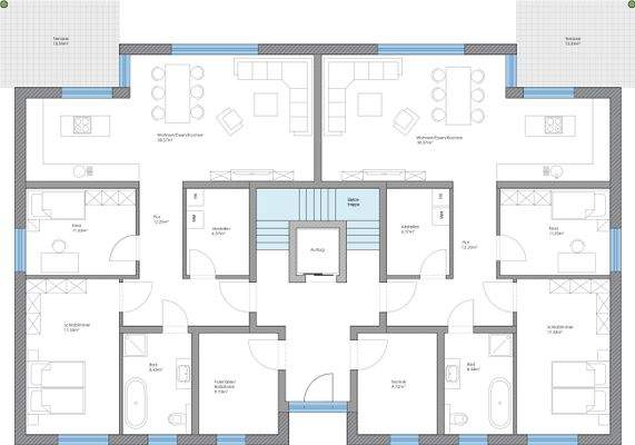 Grundriss: Wohnung 1 und 2