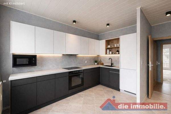 Küche mit KI möbliert