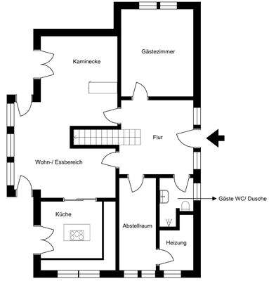 gezeichneter Grundriss Erdgeschoss
