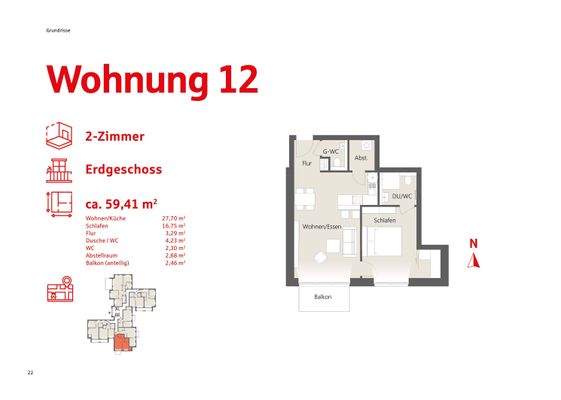 Grundriss Wohnung 12 Erdgeschoss