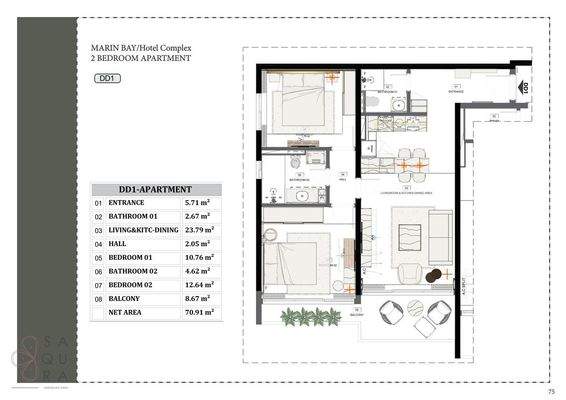 Marin Bay - Dvosobni apartman