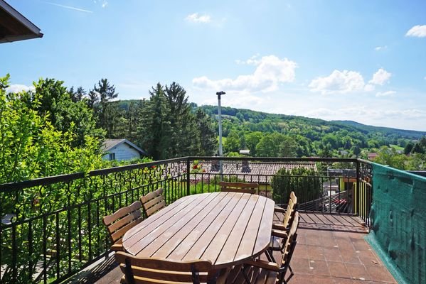 Blick von der Terrasse auf der Garage