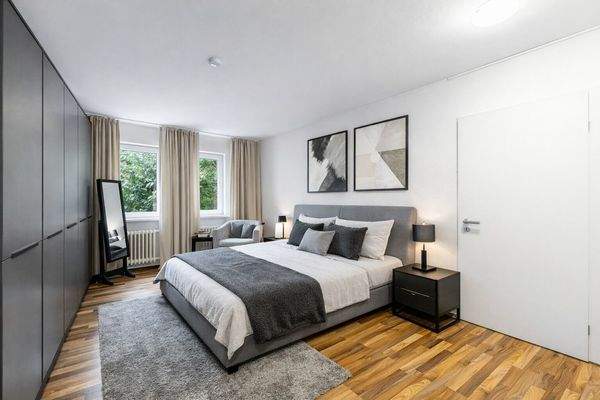 KI_Wohnbeispiel-Schlafzimmer mit minimalistischer Einrichtung