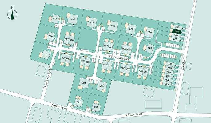 Lageplan vom Reihenhaus im Projekt Pütnitzwiese