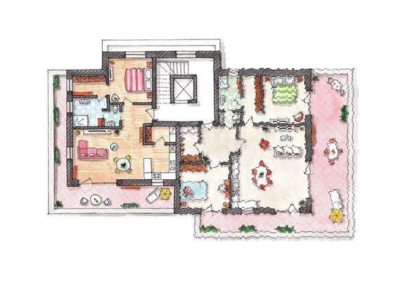 Wohnungsplan mit Terrasse