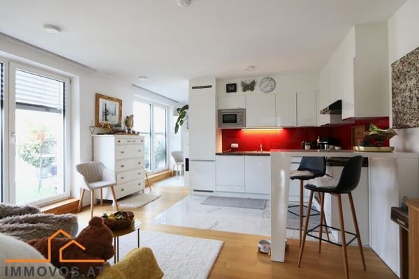 living room with open kitchen