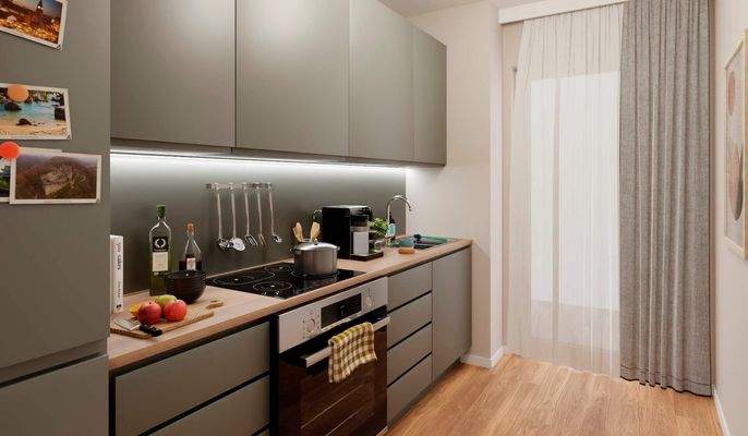 Die separate Küche lädt zum gemeinsamen Kochen ein