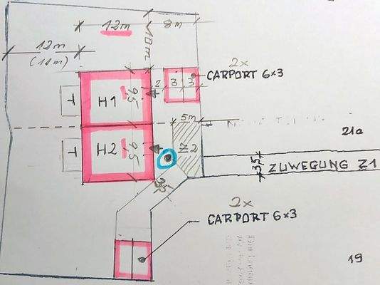 Lageplan für Bebauung mit einem Doppelhaus