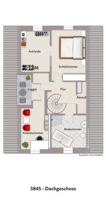 Grundriss DG visualisiert 3845