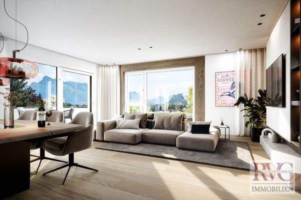 Architekturvisualisierung BV Wolfsgartenweg Interior OG_Living