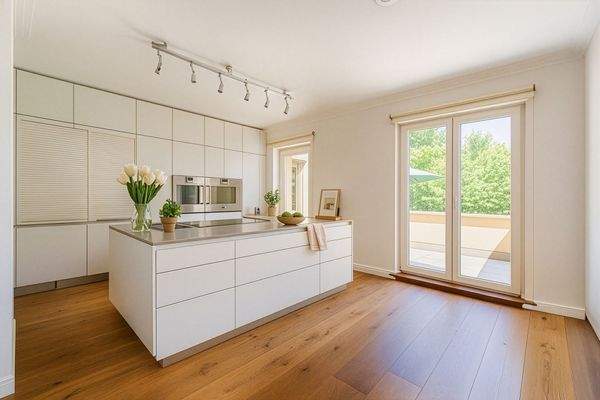 Designküche mit direktem Zugang zum Balkon (mit Ei