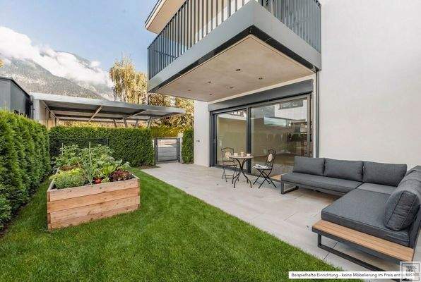 Visualisierung Terrassenmöbel und Hochbeet