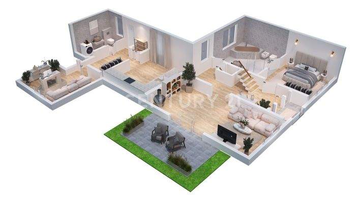 visualisierter Grundriss vom Erdgeschoss