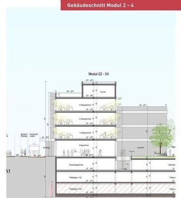 Gebäudeschnitt Modul 2-4