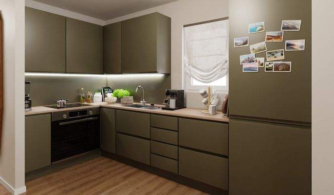 Die offene Wohnküche lädt zum gemeinsamen Kochen e