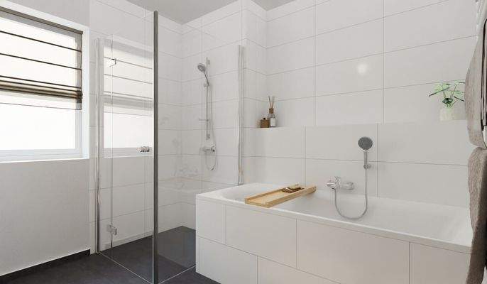 Visualisierung des Badezimmers der Eigentumswohnun