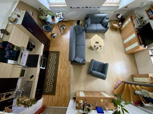 Blick von oben in den Wohnbereich