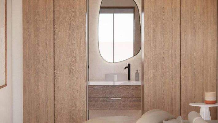 Kreta, Kalyves: 150 Meter zum Meer - Luxusvilla mit Meerblick und privatem Pool in kleinem Komplex zu verkaufen