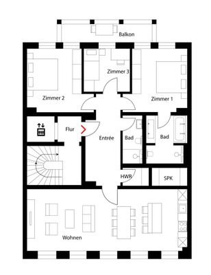 4-Zimmer-WE im 1., 2. und 3. OG