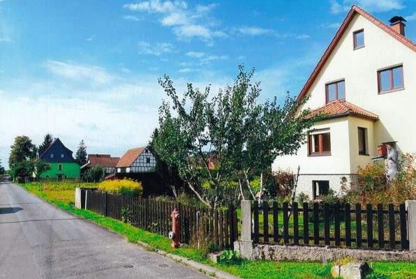 Wohnhausvorgarten mit Anliegerstraße