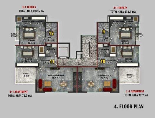 Stylish Flats 400 m from the Coast in Alanya, Antalya