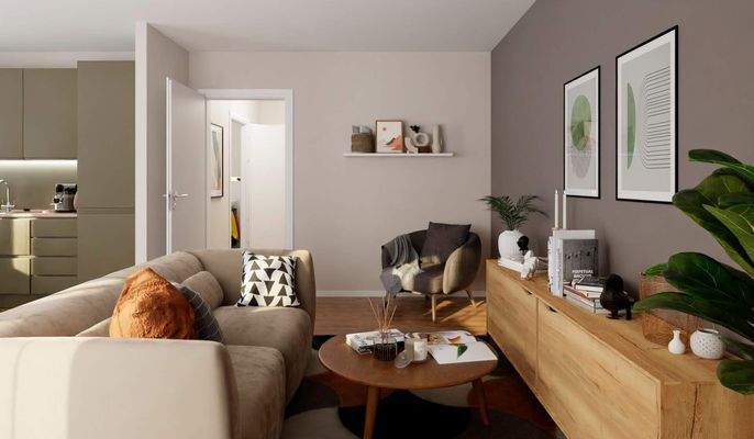 Heller Wohnbereich dank bodentiefer Fenster