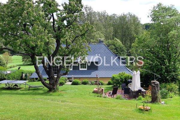 Blick vom Garten auf das Haus