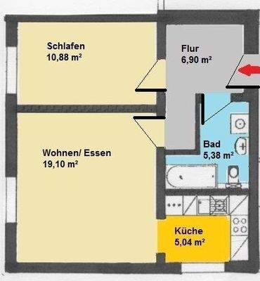 2-Raum-Wohnung im EG