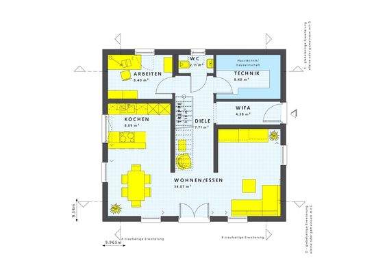 Grundriss Erdgeschoss giebelseitiger Eingang