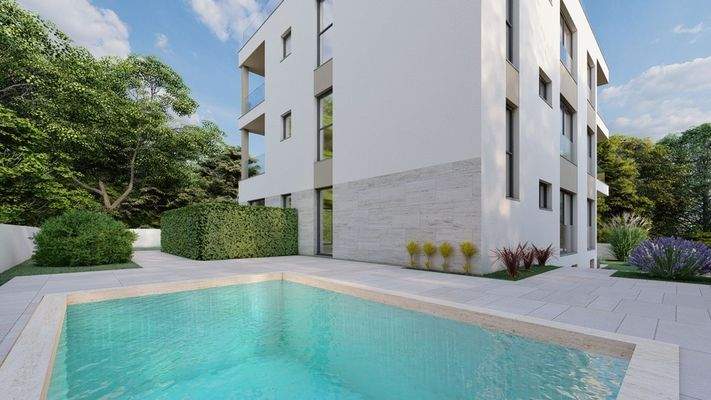 Blick auf den Poolbereich