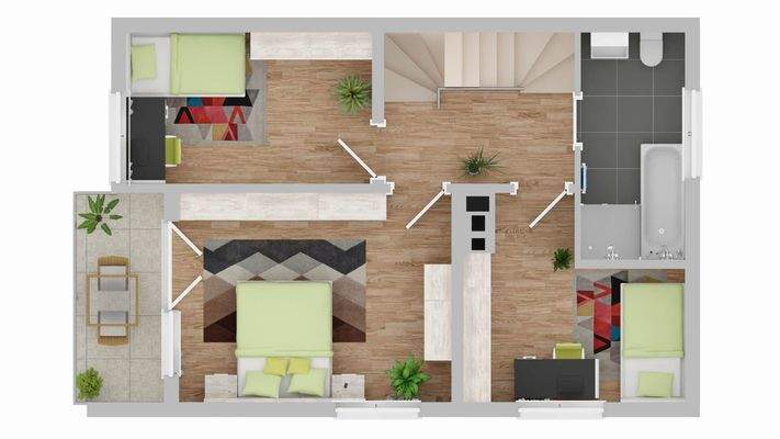 Grundriss Obergeschoss / inkl. Badumplanung