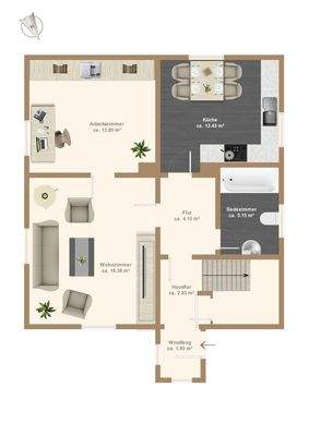 Grundriss EG - Einrichtungsbeispiel
