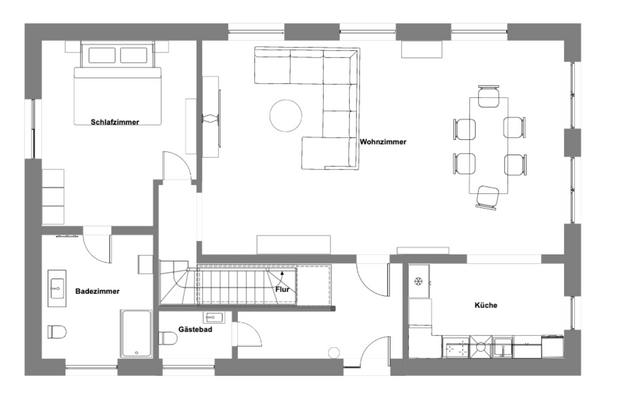 Grundriss Option im Erdgeschoss mit ausgebautem Dachgeschoss
