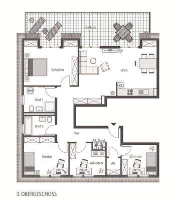 Grundriss 5-Zimmer Variante