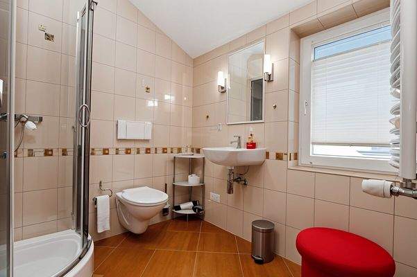 Das gut geschnittene Tageslicht-Duschbad