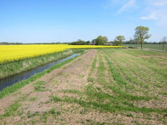Weitblick über Wiesen und Felder