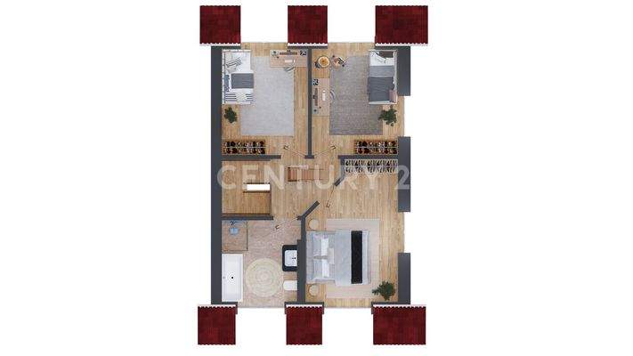 Grundriss Obergeschoss visualisiert