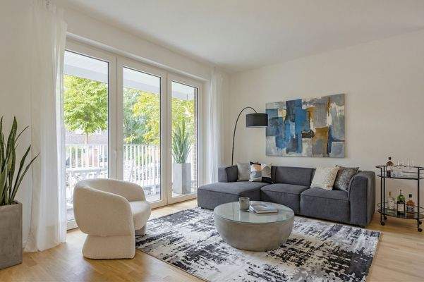 Wohnbereich mit Balkonzugang [KI-generiertes Foto]