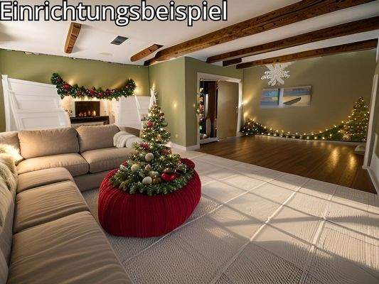 Einrichtungsbeispiel Wohn/Esszimmer mit Schwedenofen