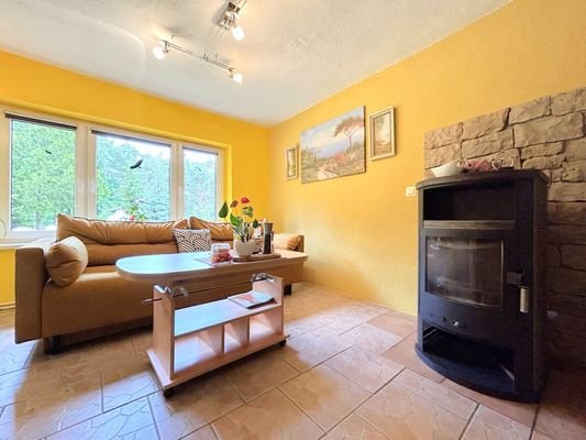 funktionsfähiger Kamin im Wohnzimmer