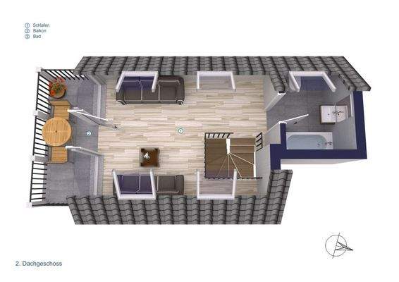 3D-Visualisierung – Studio im Spitzboden